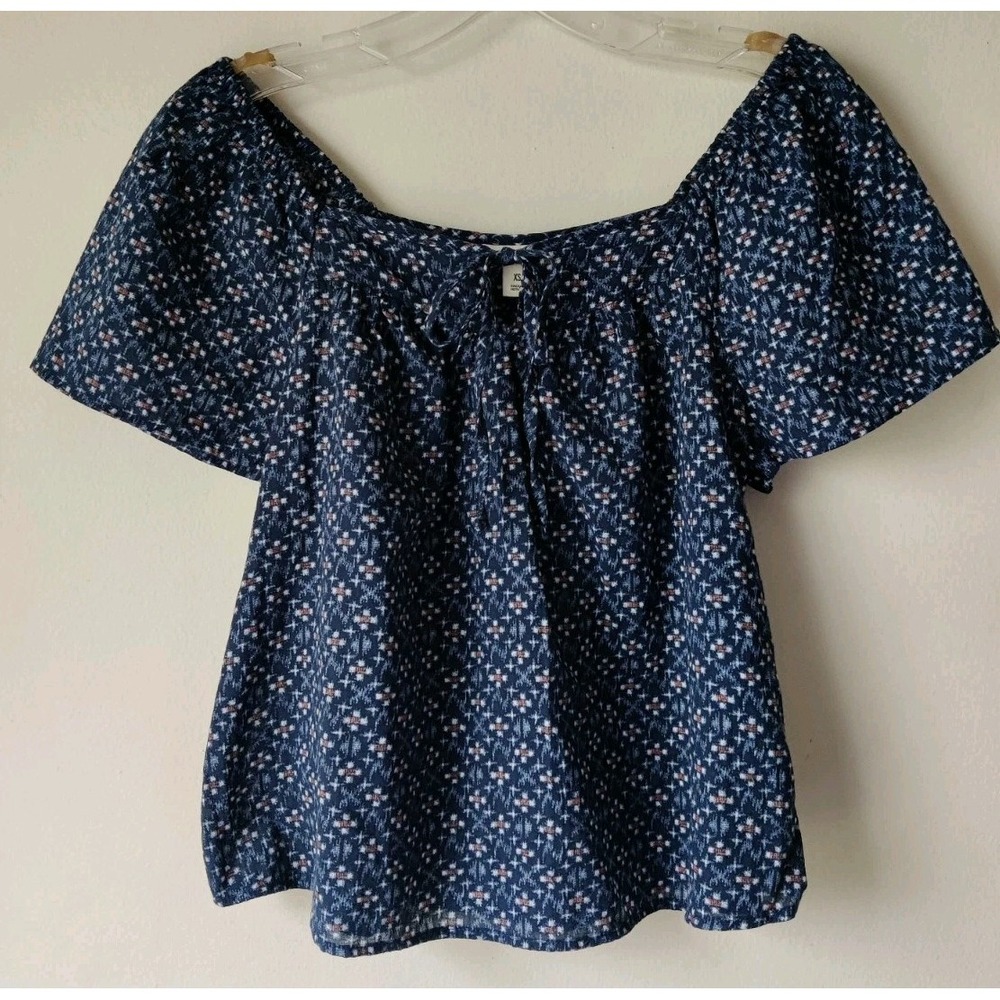 a.n.a. A New Approach Women's Navy Blue Floral Off Shoulder Crop Top Size XS